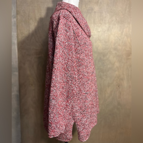 Pure Jill Wool Blend Sweater Red Marled Cowl Neck Cozy Knit Tunic M - Picture 2 of 8